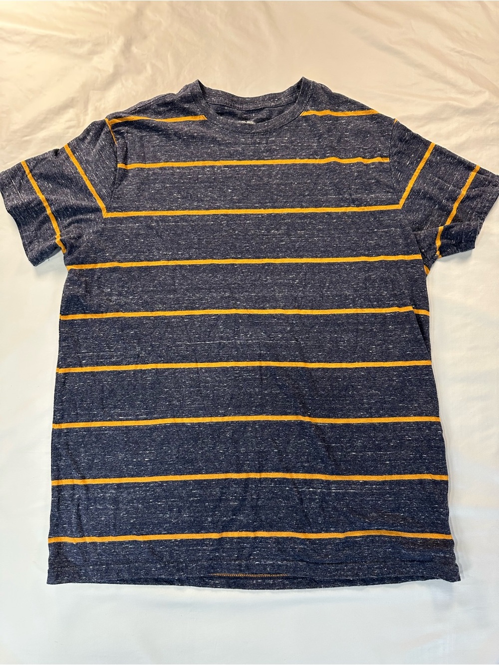 Goodfellow & Co Navy and Yellow Striped Short Sleeve Tee